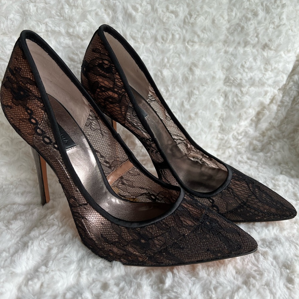 BCBG Black Lace Heels
